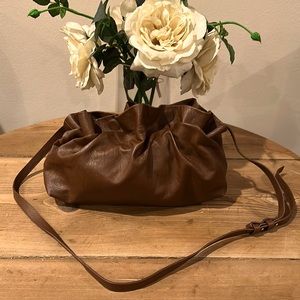 Anthropology soft brown leather hobo purse